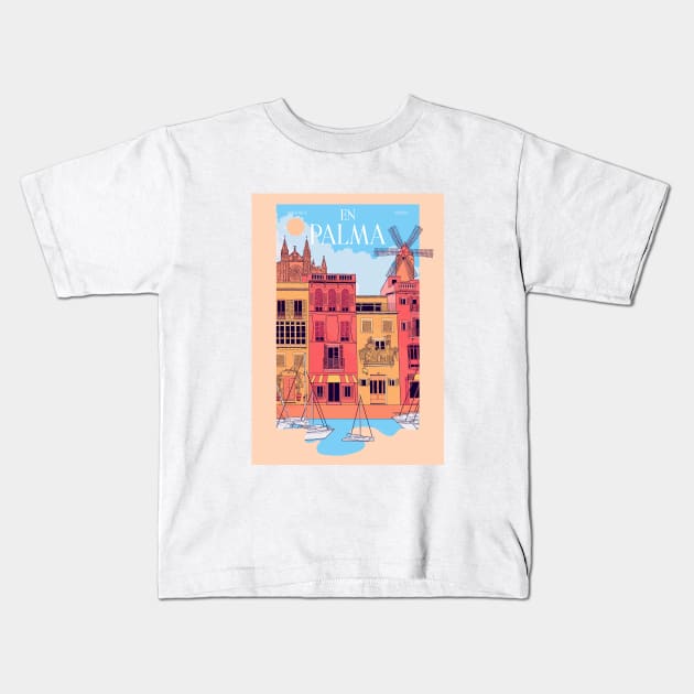 Palma Mallorca 1 Kids T-Shirt by justblackdesign